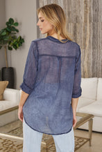 Load image into Gallery viewer, Henley Sheer One Pocket Blouse
