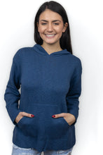Load image into Gallery viewer, Avalin Slub Cotton Hoodie~ In Navy &amp; White &amp; Peacock

