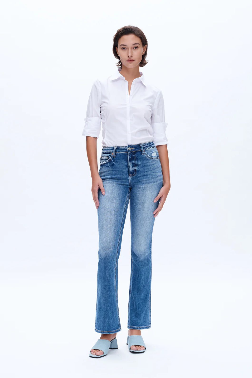 Stella Mid Rise Flare Jeans by Bayeas