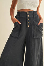 Load image into Gallery viewer, Mineral Washed Fray Hem Linen Cotton Wide Pants
