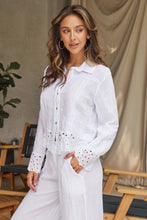 Load image into Gallery viewer, Alicia Linen Button Down Eyelet Jacket
