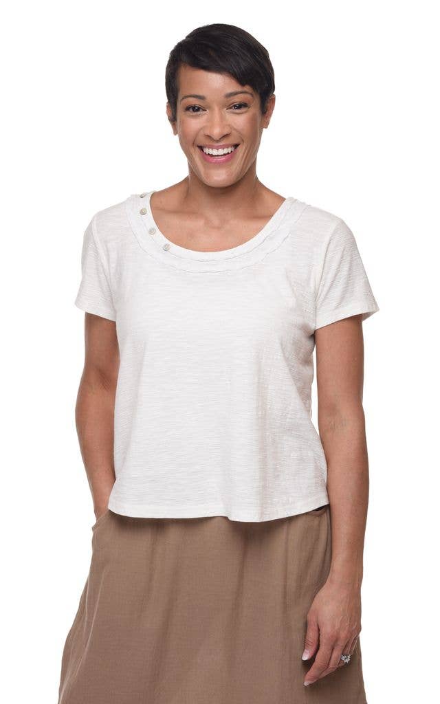 Tulip Button Tee in Ivory~ New!