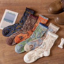 Load image into Gallery viewer, Rufia - Bohemian Embossed Floral Socks~ Many colors!
