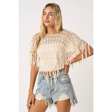 Load image into Gallery viewer, Crochet Crop Fringe Poncho

