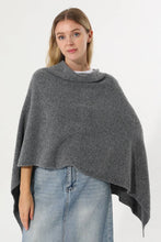 Load image into Gallery viewer, Cowl Neck Knit Poncho Wrap Shawl Women Asymmetrical Cape
