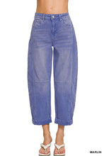 Load image into Gallery viewer, High Rise Barrel-leg Cropped Color Denim Pants
