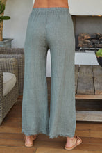 Load image into Gallery viewer, Margot Olive Smocked Fringe Linen Pants
