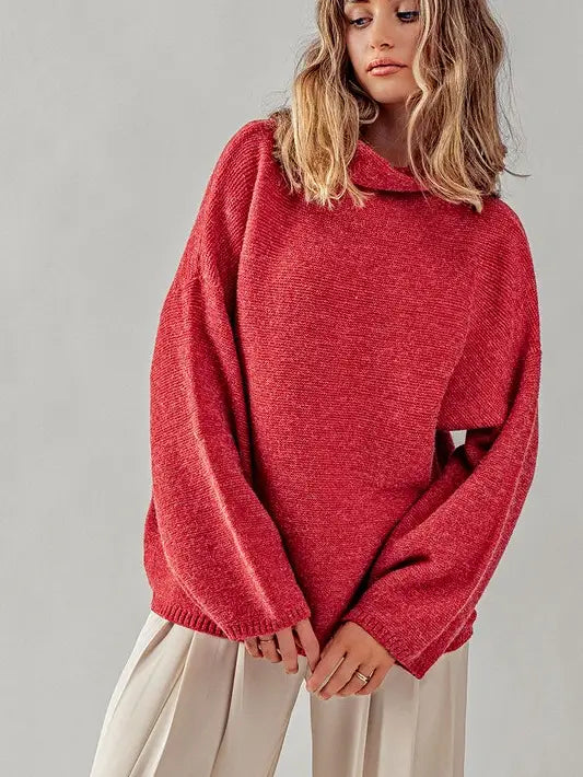Texture Knit Bell Sleeve Turtleneck Sweater~ more coming next week