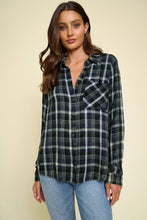 Load image into Gallery viewer, Blythe Washed Plaid Shirt! Navy and Washed Green
