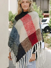 Load image into Gallery viewer, Colorblock Tassel Poncho
