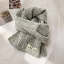 Load image into Gallery viewer, Avocado Green Wool Cable Knit Winter Scarf
