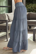 Load image into Gallery viewer, Slate Linen Tiered Palazzo Pants
