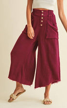 Load image into Gallery viewer, Mineral Washed Fray Hem Linen Cotton Wide Pants
