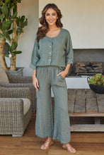 Load image into Gallery viewer, Margot Olive Smocked Fringe Linen Pants
