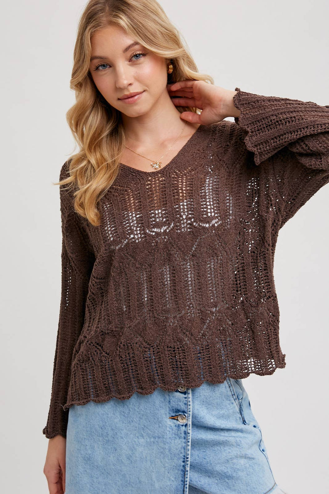 The Open Knit Sweater V-Neck Pullover