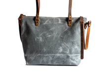Load image into Gallery viewer, Handmade Waxed Canvas Tote | Small | The Minimalist~ in Forest &amp; Navy
