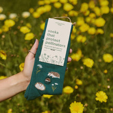 Load image into Gallery viewer, Socks that Protect Pollinators (Green Hedgehogs)
