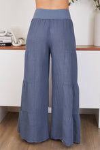 Load image into Gallery viewer, Slate Linen Tiered Palazzo Pants
