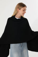 Load image into Gallery viewer, Cowl Neck Knit Poncho Wrap Shawl Women Asymmetrical Cape
