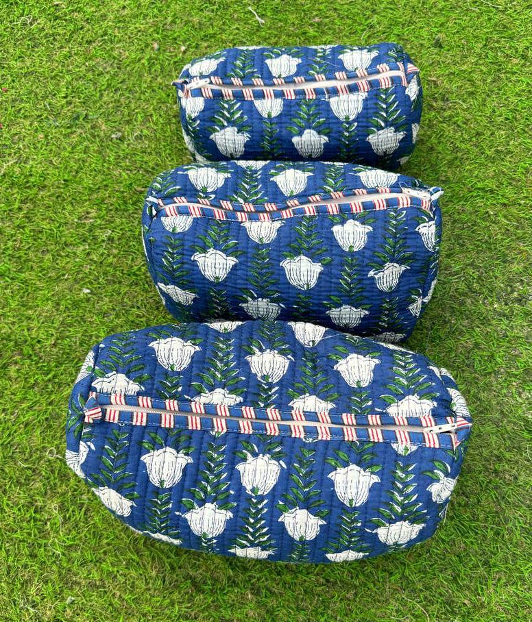 Block Printed Toiletry/Cosmetic/Travel Bags (3 sizes)~ coming soon!