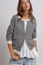 Load image into Gallery viewer, Breton Striped Knit Button Front Cardigan
