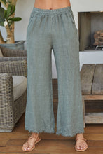 Load image into Gallery viewer, Margot Olive Smocked Fringe Linen Pants
