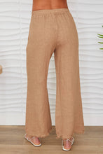 Load image into Gallery viewer, Margot Toffee Smocked Fringe Linen Pants
