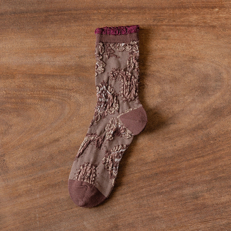 Rufia - Bohemian Embossed Floral Socks~ Many colors!