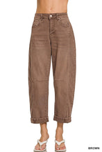 Load image into Gallery viewer, High Rise Barrel-leg Cropped Color Denim Pants
