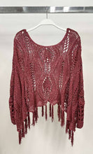 Load image into Gallery viewer, Sydney Drop Shoulder Crochet Top~ in Berry &amp; Olive
