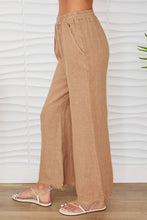 Load image into Gallery viewer, Margot Toffee Smocked Fringe Linen Pants
