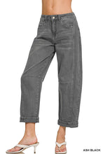 Load image into Gallery viewer, High Rise Barrel-leg Cropped Color Denim Pants
