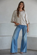 Load image into Gallery viewer, Knit Sweater Striped Quarter Sleeve Cardigan~in several colors!
