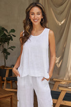 Load image into Gallery viewer, Linen Back Button Sleeveless Top~ in Olive and Beige

