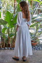 Load image into Gallery viewer, Woven Cotton Square Neck Smocked Flare Midi Dress
