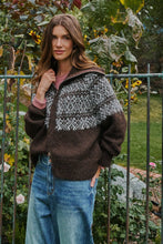 Load image into Gallery viewer, Nordic Fair Isle Zip Up Sweater Jacket
