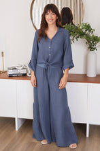 Load image into Gallery viewer, Slate Linen Tiered Palazzo Pants
