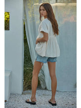 Load image into Gallery viewer, Page Woven Cotton Gauze Plunged V-Neck Button Top~ sage
