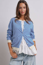 Load image into Gallery viewer, Breton Striped Knit Button Front Cardigan
