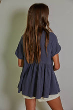 Load image into Gallery viewer, Page Woven Cotton Gauze Plunged V-Neck Button Top~ sage
