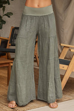 Load image into Gallery viewer, Olive Linen Tiered Palazzo Pants
