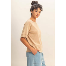 Load image into Gallery viewer, Acid Wash Raw Seam Raglan Short Sleeve Tee
