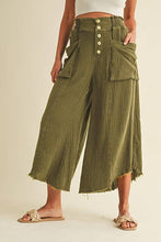 Load image into Gallery viewer, Mineral Washed Fray Hem Linen Cotton Wide Pants
