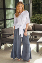 Load image into Gallery viewer, Slate Linen Tiered Palazzo Pants
