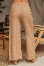 Load image into Gallery viewer, Margot Toffee Smocked Fringe Linen Pants
