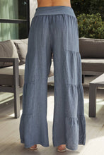 Load image into Gallery viewer, Slate Linen Tiered Palazzo Pants
