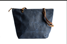 Load image into Gallery viewer, Handmade Waxed Canvas Tote Bag | Large | The Minimalist~ in olive &amp; Pecan
