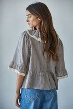 Load image into Gallery viewer, Rachel Woven Cotton Linen Striped Ruffle Top
