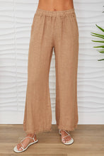 Load image into Gallery viewer, Margot Toffee Smocked Fringe Linen Pants
