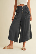 Load image into Gallery viewer, Mineral Washed Fray Hem Linen Cotton Wide Pants

